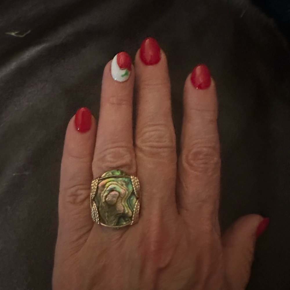 Artistic Green and Gold Ring